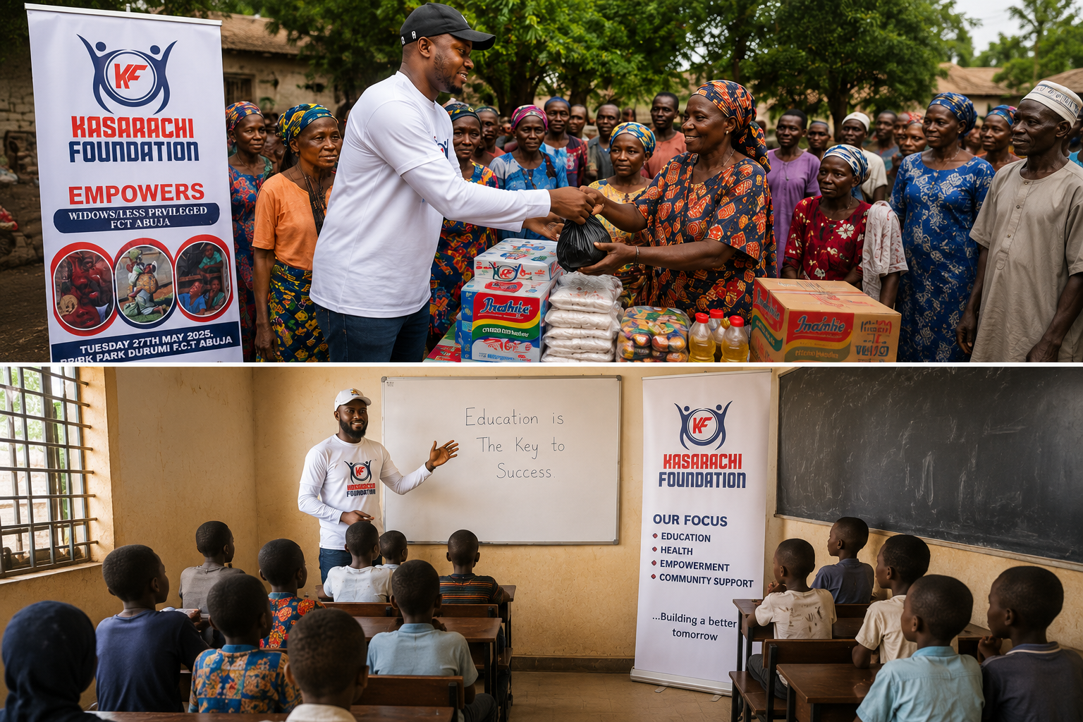 Community members celebrating a foundation outreach program