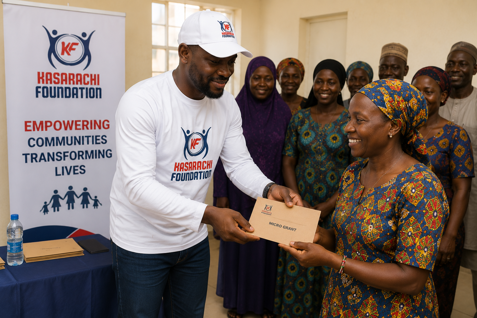 Women receiving micro-grants for small businesses