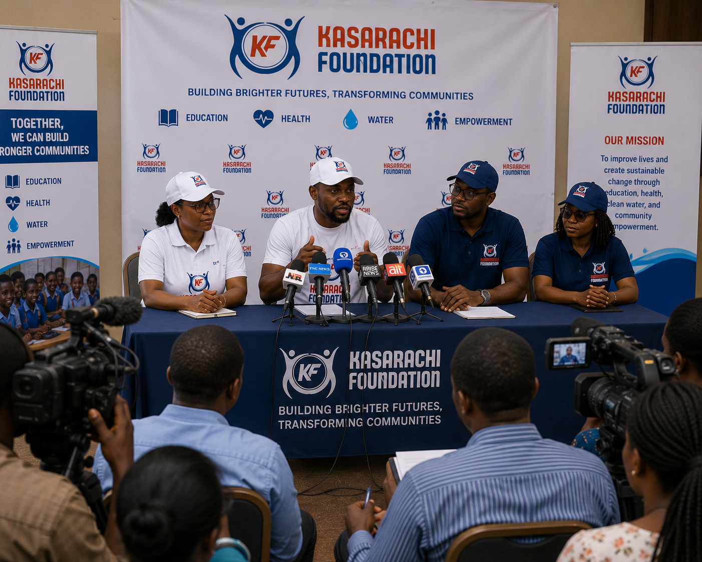 Press conference announcing a foundation program