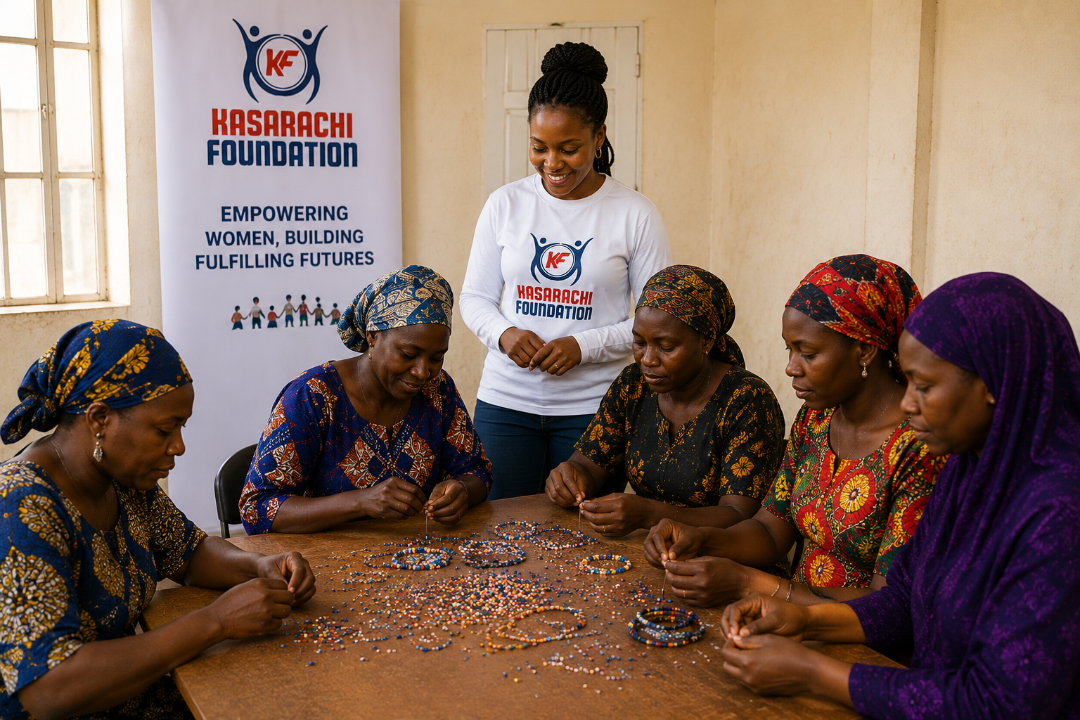 Women participating in a skills workshop supported by the foundation